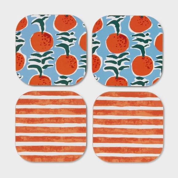 Oranges 4pk Cork Coaster Set - nwt - Picture 1 of 3